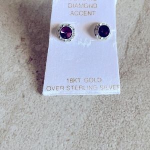 NWT Amethyst and diamond accent studs